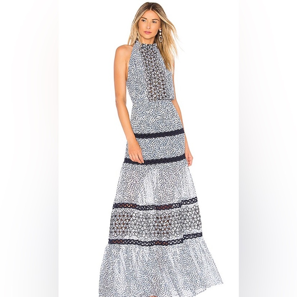 Alexis Navy and White Patterned Maxi Dress